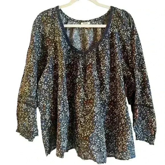 A.N.A (A New Approach) Rowan Ditsy Floral Navy Balloon Sleeves Blouse 2X NWT - Picture 8 of 11